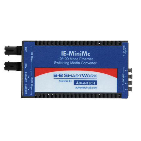 Miniature Media Converter, Wide Temp, 100Base-TX/FX, Multi-mode 1300nm, 5km, ST type, w/ AC adapter (also known as IE-MiniMc 855-19722)